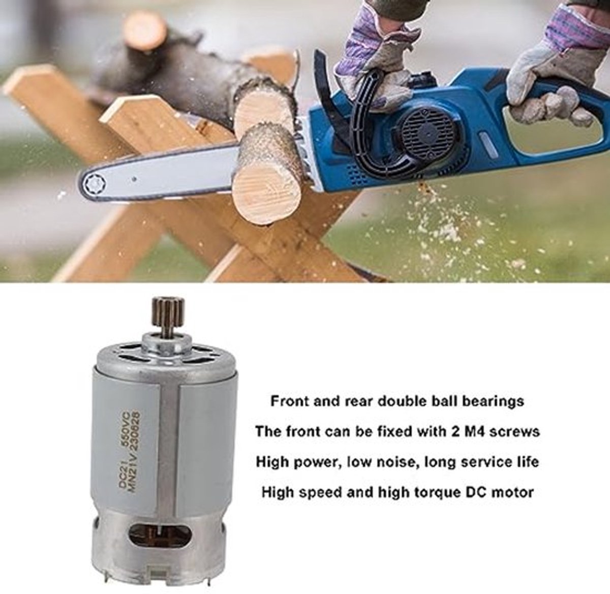 RS550 DC-motor, 8,2 mm, 14 tanden, microaandrijving, eenhandszaag 550, 21 V, 18.000 tpm, elektrische afzuigventilator, 29.800 tpm, voor RS550 eenhandszaag 18.000 tpm,
