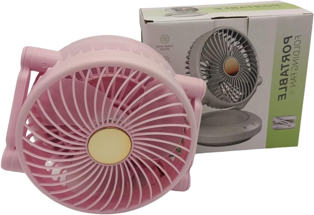 Bureau Ventilator - Kleine Koeler - Persoonlijke Verkoeling - Oplaadbaar Met LED - 17 cm Hoog - Roze