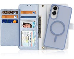 Dux Ducis - Telefoon Hoesje geschikt voor Samsung Galaxy S25 Edge - Hoesje geschikt voor Magsafe Magneet - 2 in 1 Wallet Book Case - Lawa Series - Licht Blauw