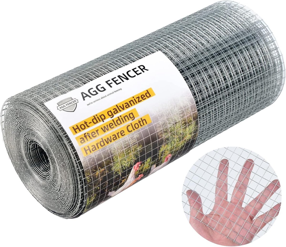 Gegalvaniseerd Kippengaas 1/2" 19 Gauge voor Tuin en Dierenverblijf - Sterke Metaal Fencing Rol 16" x 50.1' voor Planten en Dierenbescherming