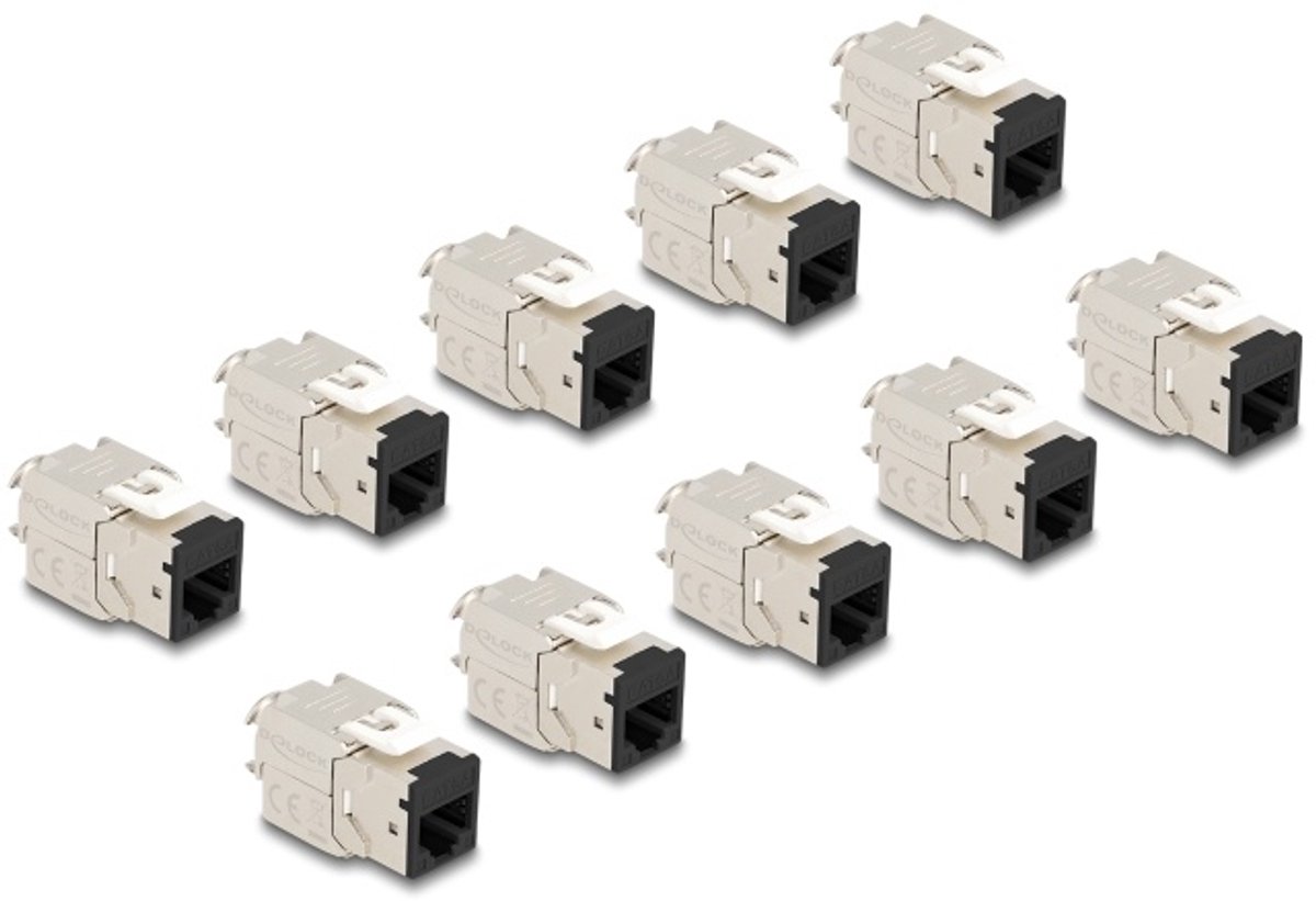 Delock Keystone Modul RJ45 jack to LSA Cat.6A toolfree black set 10 pieces