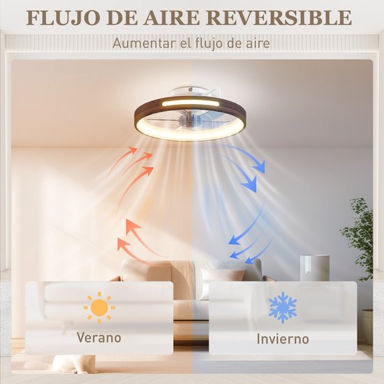TEKROA® Plafondventilator met LED Verlichting - 40W Stille DC Motor - 6 Snelheden & 3 Kleuren - Afstandsbediening - Timer - Teakhout Look van TEKROA — afbeelding 3