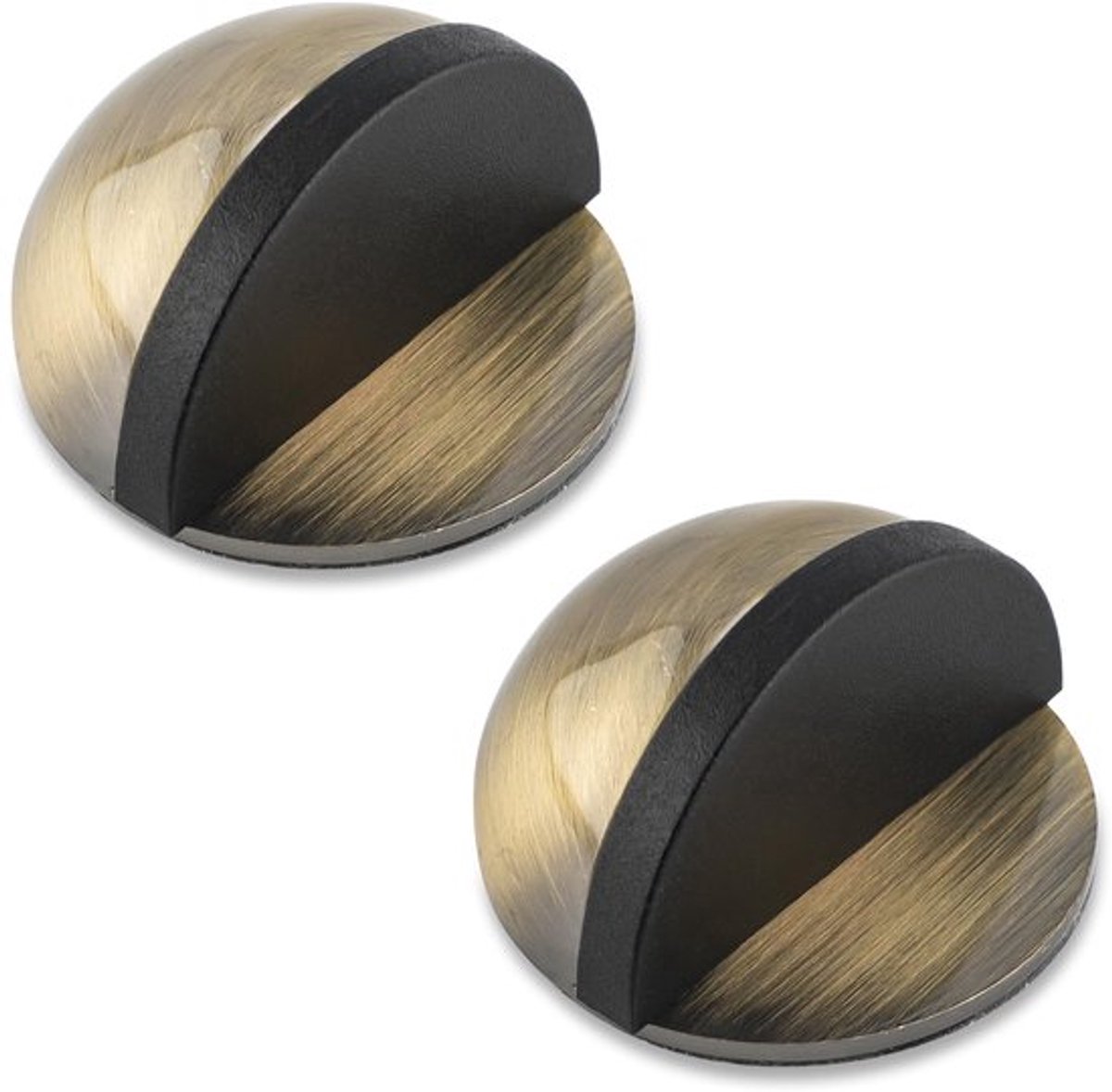 2 Stuks Deurstopper, Zonder Boren stevige Vloerdeurstopper voor de Onderkant van de Deur Roestvrij Staal Deurstopper Muurbeschermer voor Woonkamer Slaapkamer Badkamer Kantoor(Antiek Brons)