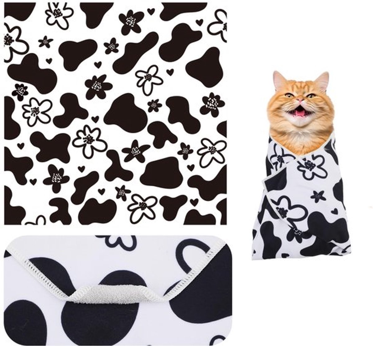 Kattenverzorging Wikkel, 55x55 cm Grote Kattenwikkeldoek voor het Knippen van Nagels duurzaam Anti-Ontsnapping Kalmerende Burrito-Deken Verzorgingsbenodigdheden voor Huisdieren