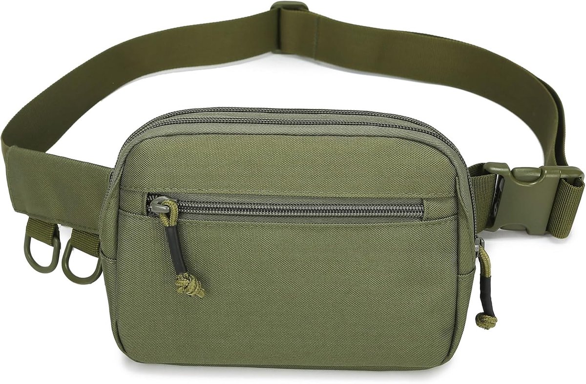 Heupzak - Klein Formaat - 20x14x5 cm - Voor Reizen, Wandelen en Dagelijks Gebruik - Mannen en Vrouwen - Olijfgroen