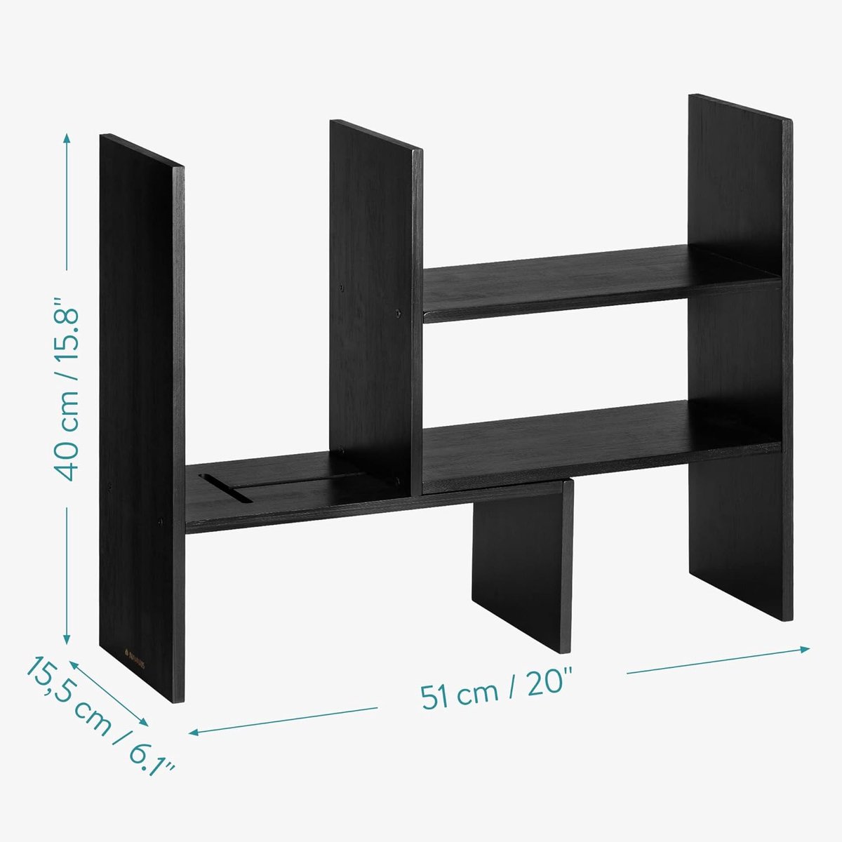 Instelbare Bamboe Bureau Organizer - Aanpasbare Desk Tidy Module - Bureau Opbergrekken - Zwart — cadeau in Wonen & Interieur - foto 5