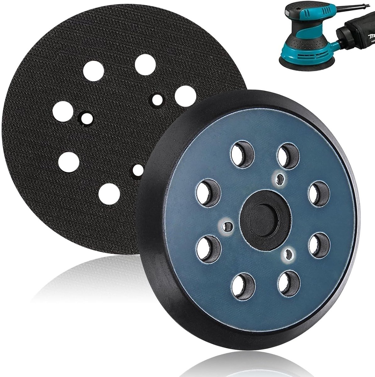 Set van 2 Schuurdiscs 125mm Geschikt voor 5 Inch Excentrische Schuurmachine Zelfklevende Schuurpapier Basisplaat PU Foam Schuuraccessoires voor 125mm Schuurpapier