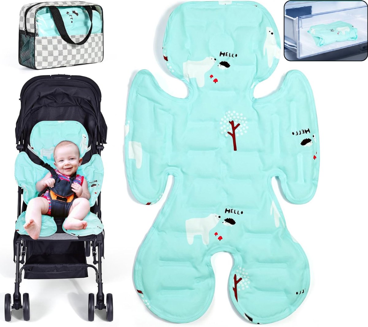 CLGP® Koelmat Baby - Koelmat - Koel Mat Baby -Blauwgroen