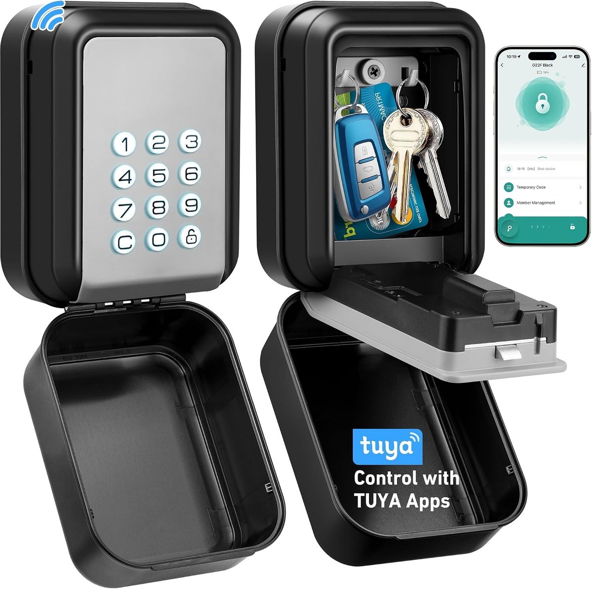 Verlichte Sleutelkluis voor Buiten, Waterdicht en Slimme Beveiliging met Bluetooth en Combinatiecode