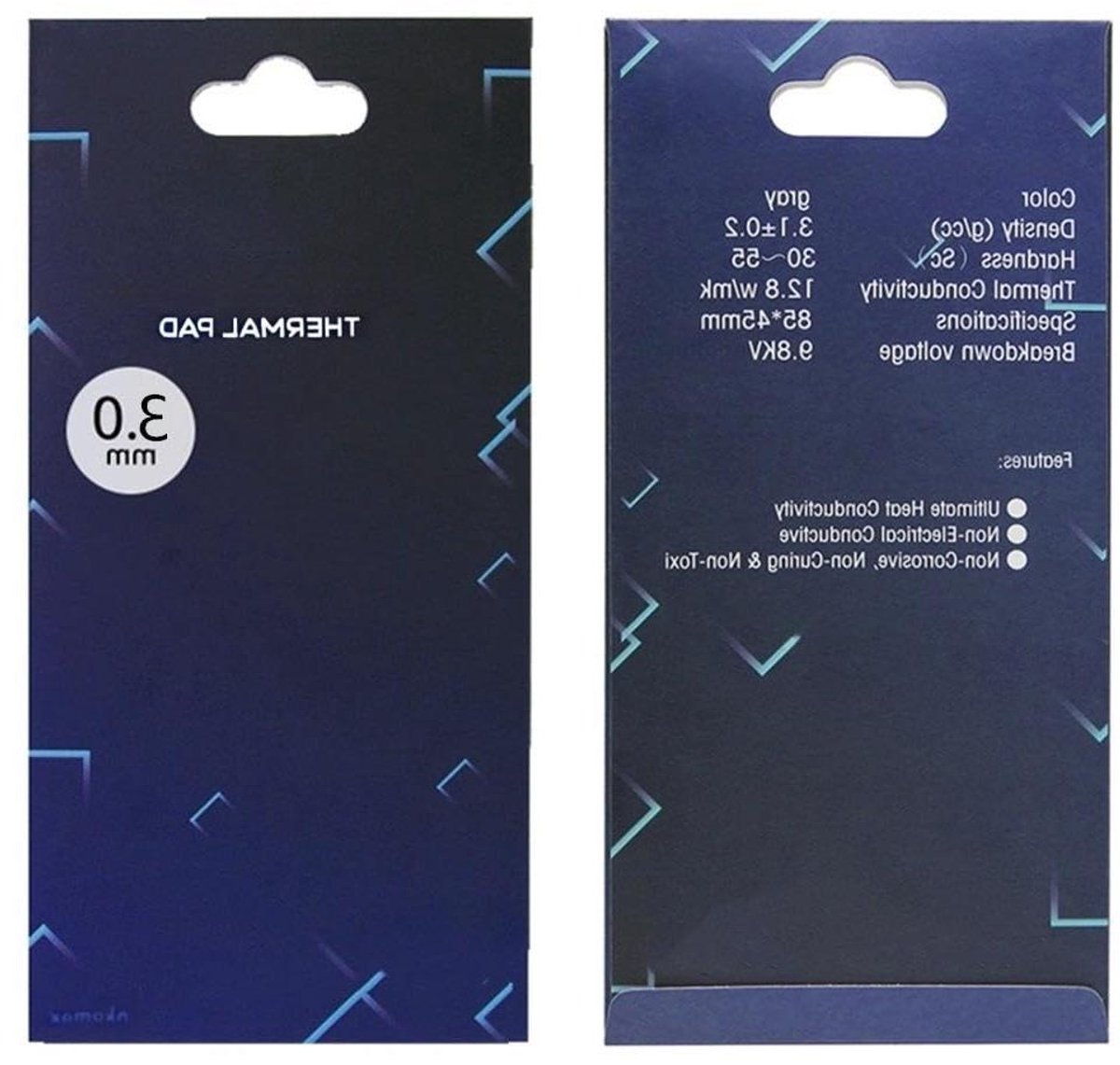 Thermische Pad - Koelpasta Pad - Warmteafvoer PC - 128 W/mK Geleidbaarheid - 85 x 45 x 3 mm - Blauw