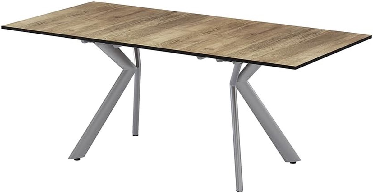 Eettafel uitschuifbaar - Eetkamertafel verlengbaar - Gezellig tafelen - Onderhoudsvriendelijk MDF - 140-190 cm - Eiken rustiek/grijs