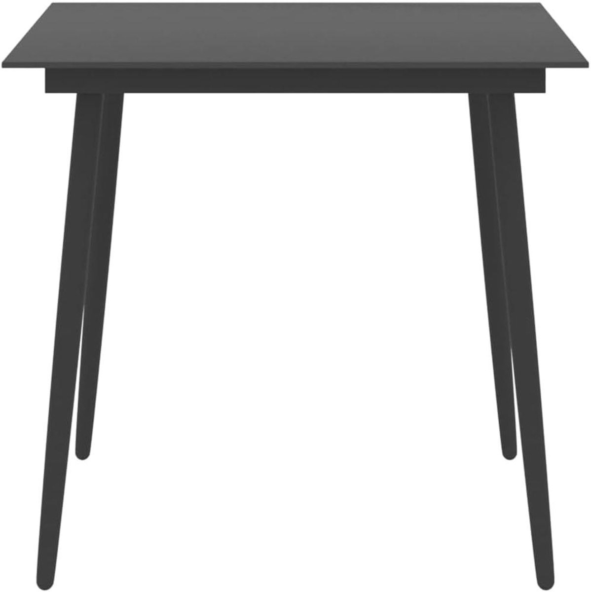 Tuintafel - Buitentafel Terrastafel - Buiten dineren - Gepoedercoat stalen frame - 80 x 80 x 74 cm - Zwart