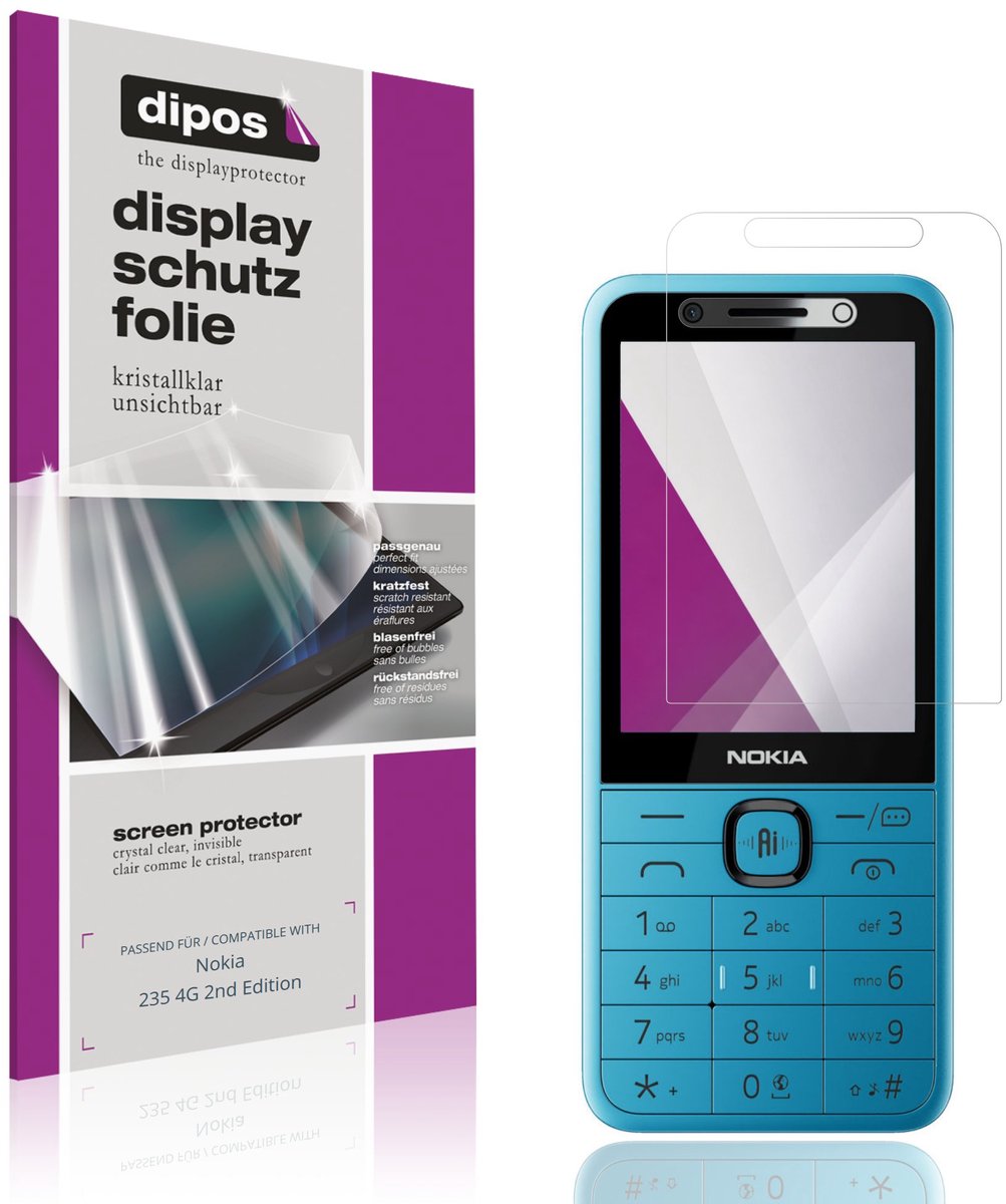dipos – 4x Beschermfolie geschikt voor Nokia 235 4G 2nd Edition | Krasbestendige & heldere Screenprotector Ultra-Thin