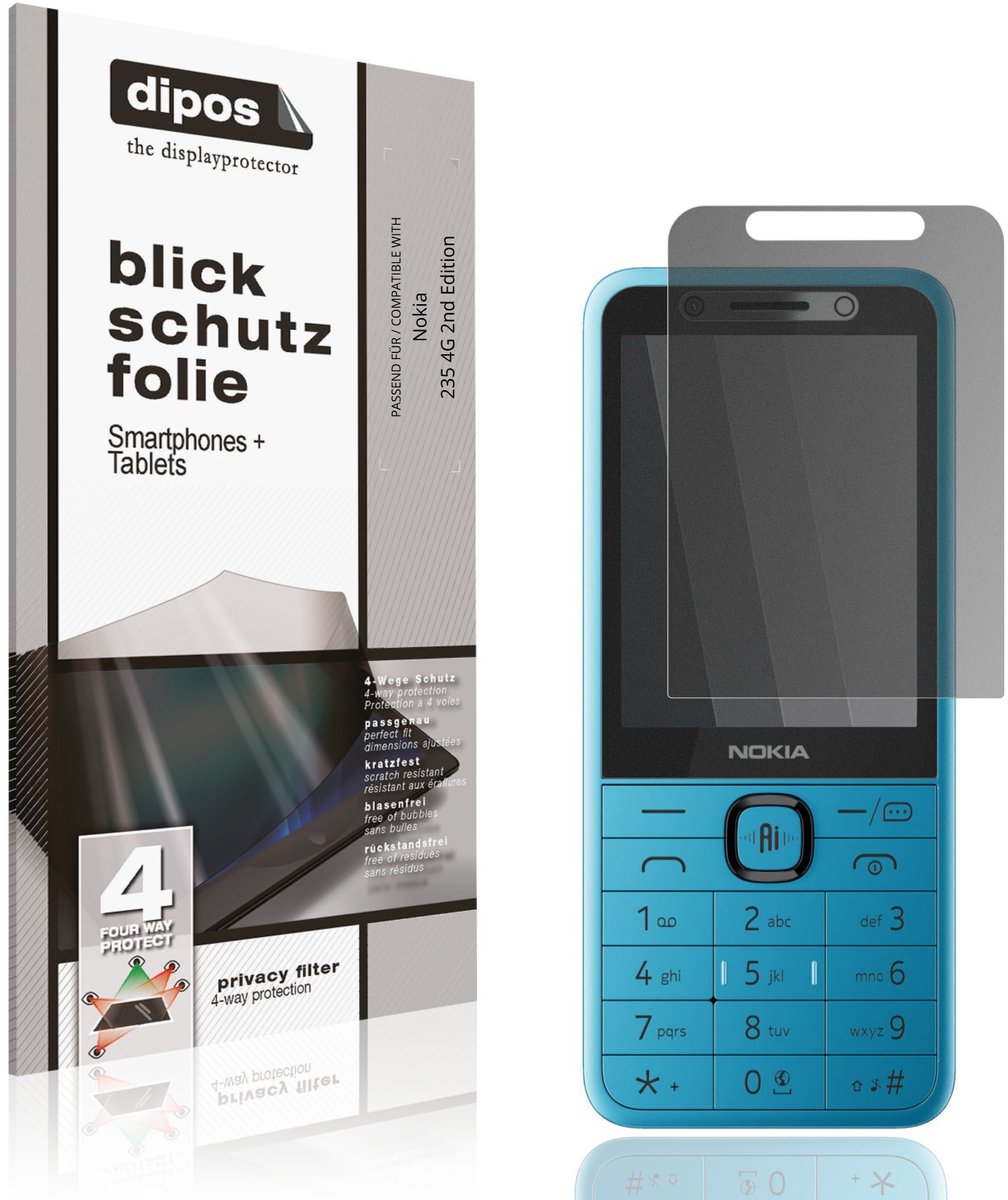 dipos – Matte Privacy Screenprotector geschikt voor Nokia 235 4G 2nd Edition | Anti-Spy Beschermfolie
