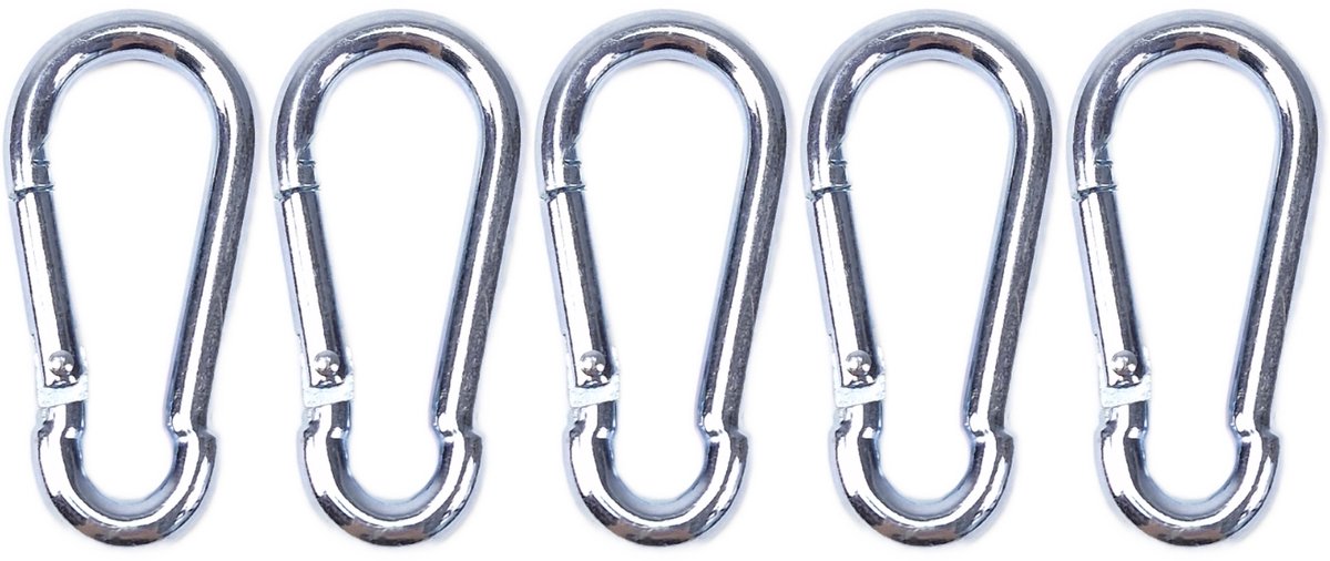 BCF-Products - Karabijnhaak - 7x70mm - 5 stuks - Verzinkt staal - Musketonhaak - Carabiner