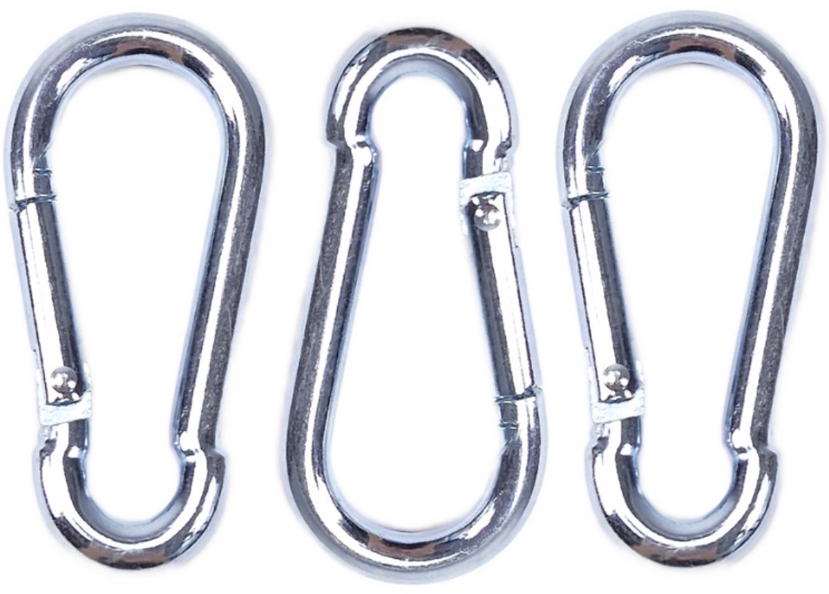 BCF-Products - Karabijnhaak - 6x60mm - 3 stuks - Verzinkt staal - Musketonhaak - Carabiner