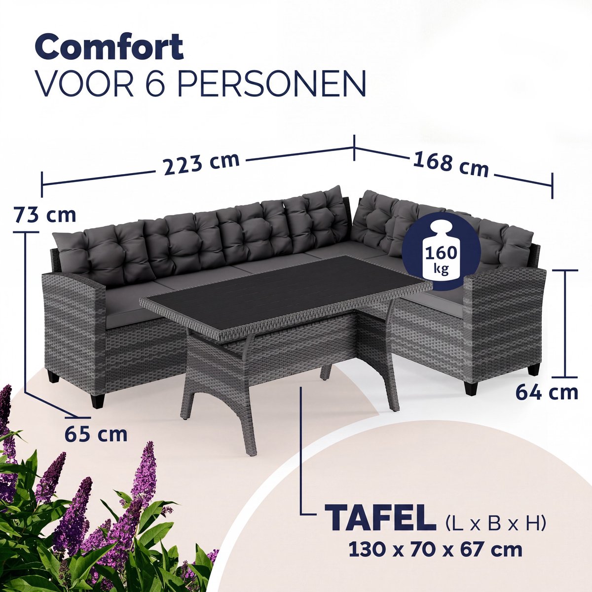 Casaria Casaria Loungeset Eettafel - afbeelding 4