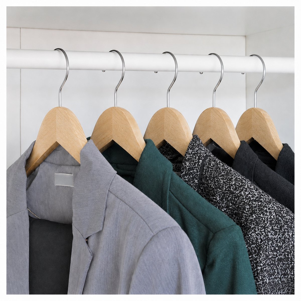 alpina Kledinghangers Hout Set 10 Stuks – Kleerhangers voor Brede Schouders - Kledinghanger met Draaibare Haak - Kleding Hangers met Anti‑Slip en Broeklat
