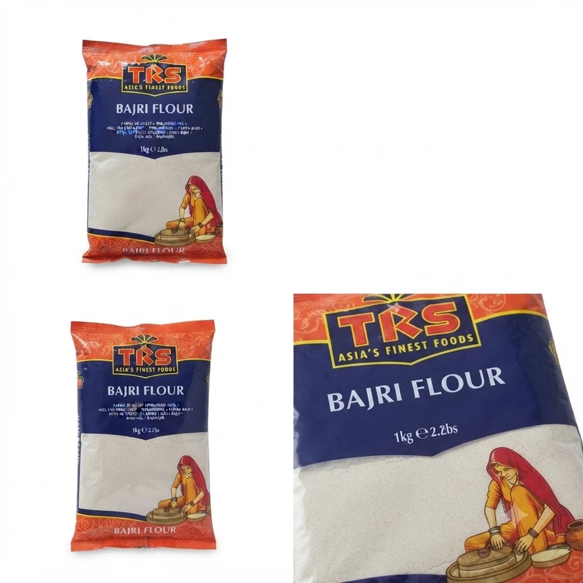 Perlhirsemeel (Bajri Meel) 1kg – 100% Glutenvrij – Rijk aan Voedingsstoffen – Authentiek Indiaas Meel voor Gezonde Recepten Met Kajal Sticker