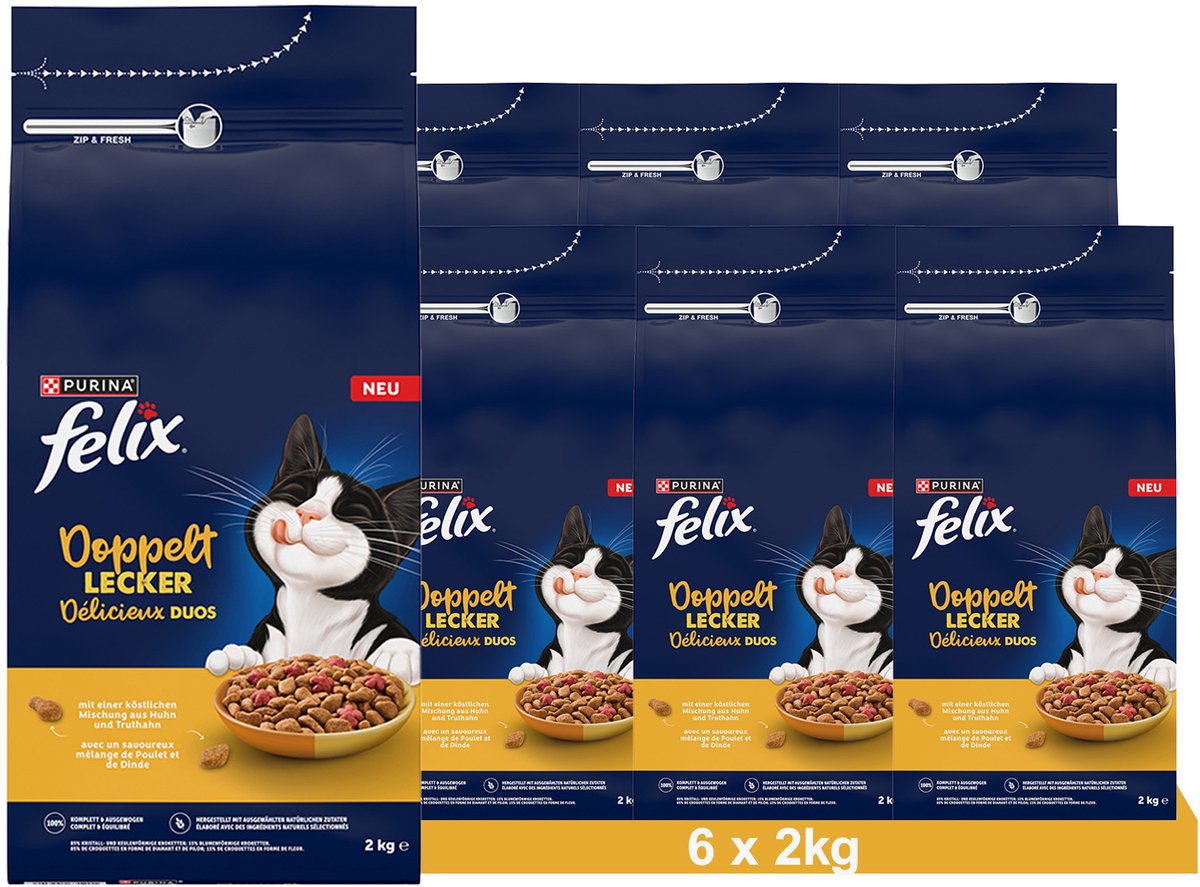 Felix PURINA FELIX Dubbel Lekker Kip Droogvoer (6 x 2kg)