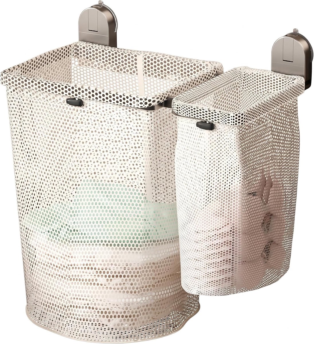 Zuignap Hangende Wasmand van Gaas - Opvouwbaar en Boorvrij - 45x27.8 cm - Geschikt voor Slaapkamer - Badkamer en Studentenkamer - Groot en Klein - Grijs