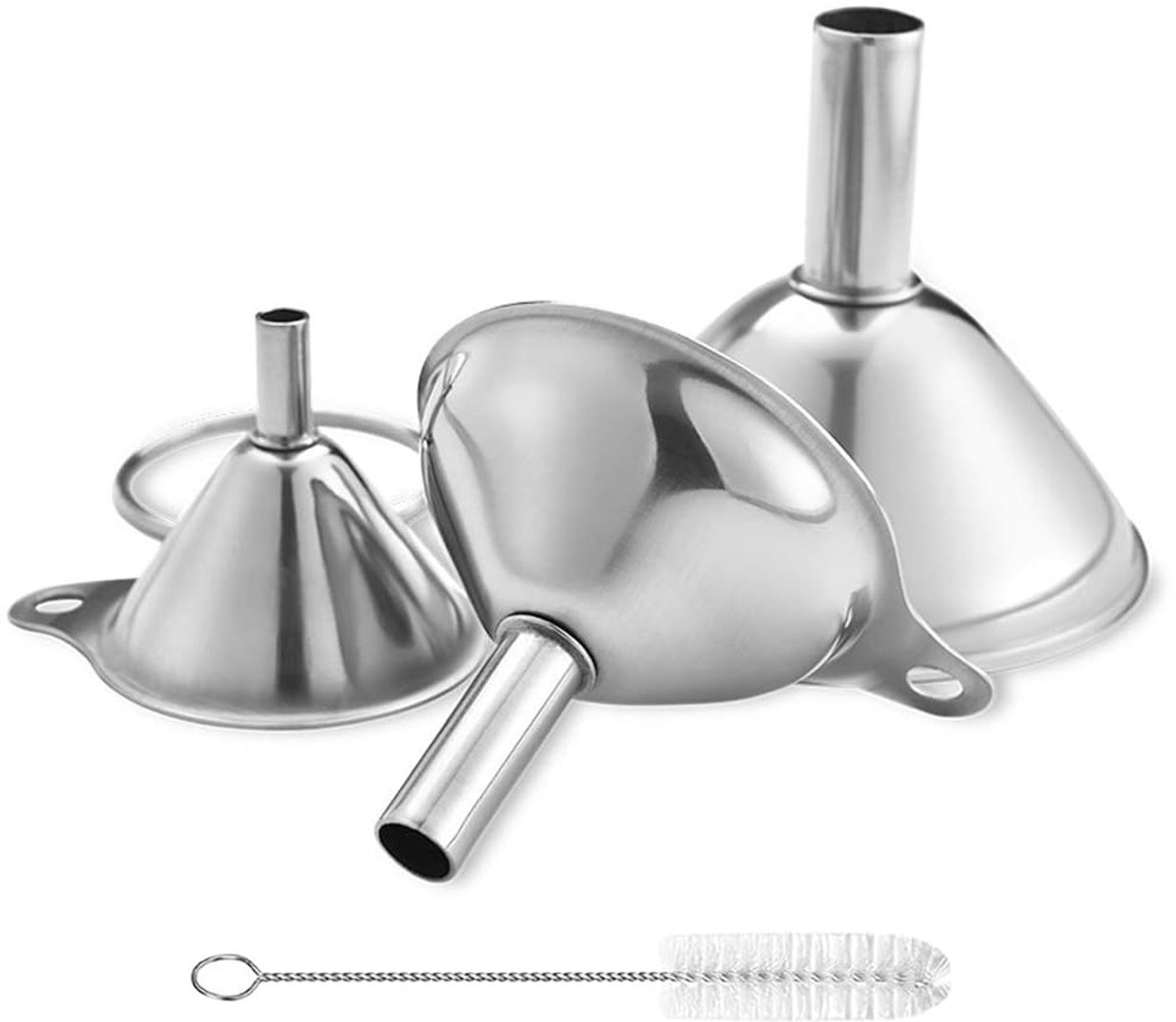 Roestvrijstalen Trechter Set 3 Stuks - Mini Keukentrechters - Diameters 7.5 cm - 5.5 cm en 4.5 cm - Voor Overgieten van Olie en Vloeistoffen