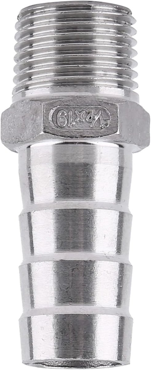 Hose connector met barbed wire adapter van roestvrij staal SS304 voor slangen 1/8" tot 3/4" (1/2 x 19mm) - Duurzaam, veelzijdig en eenvoudig te installeren