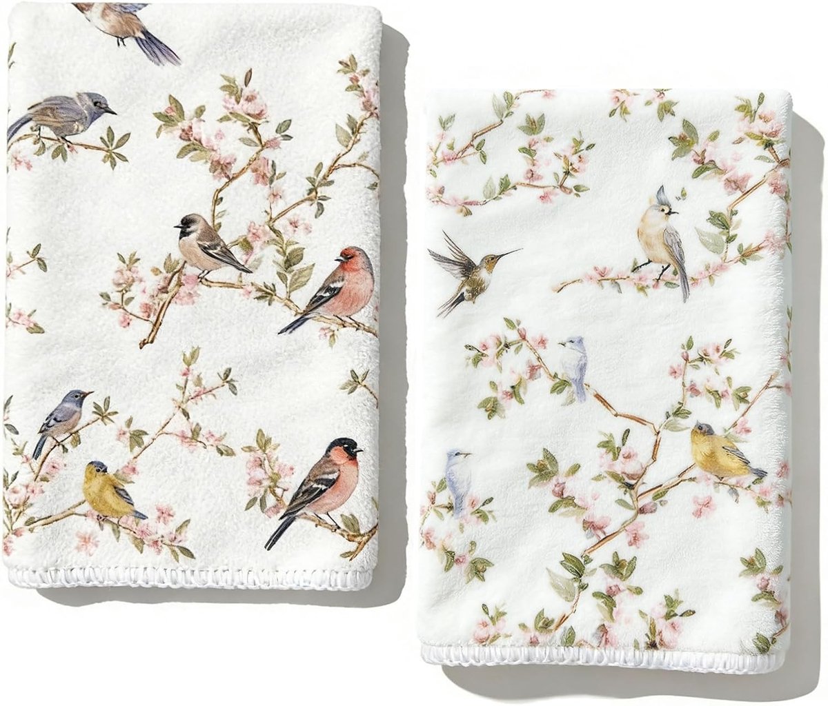 Theedoeken met vogel- en bloemenprint, 40 x 60 cm, keuken- en badkamerhanddoeken voor decoratie en schoonmaakgebruik