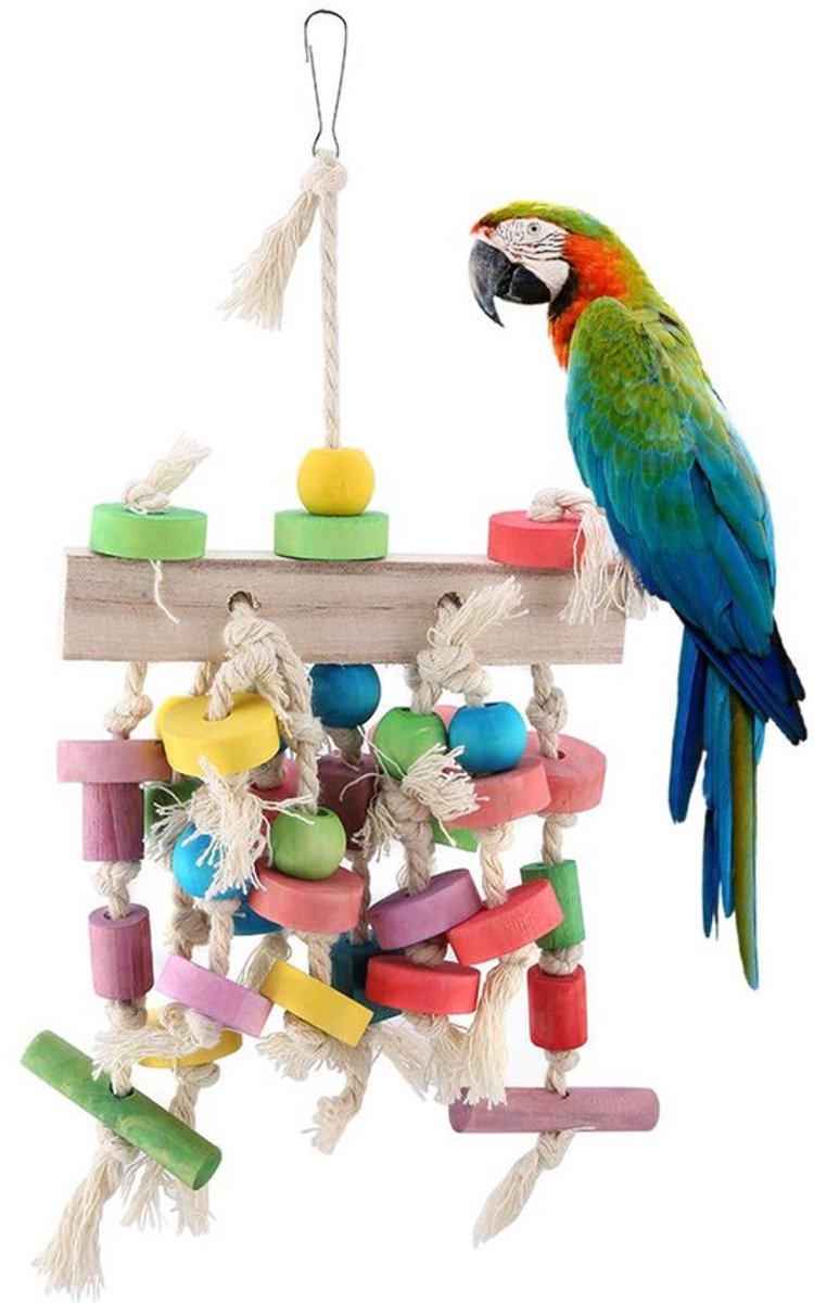 Vogel papegaai schommel kauwen tool, kleurrijke kauwen hangende hangmat schommelmat Bell, vogel ladder klimmen levering, voor parkiet, valkparkiet, Mynah, dwergpapegaaien