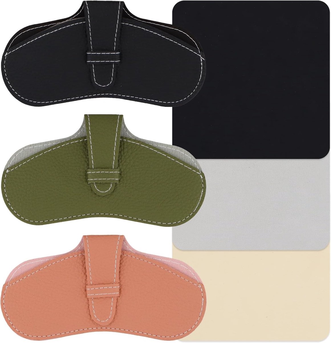 Compacte Zonnebril Etuis voor Reizen en Buitenactiviteiten - 3 Stuks, Draagbare en Slanke Brilhouders van Zacht Leer voor Mannen en Vrouwen