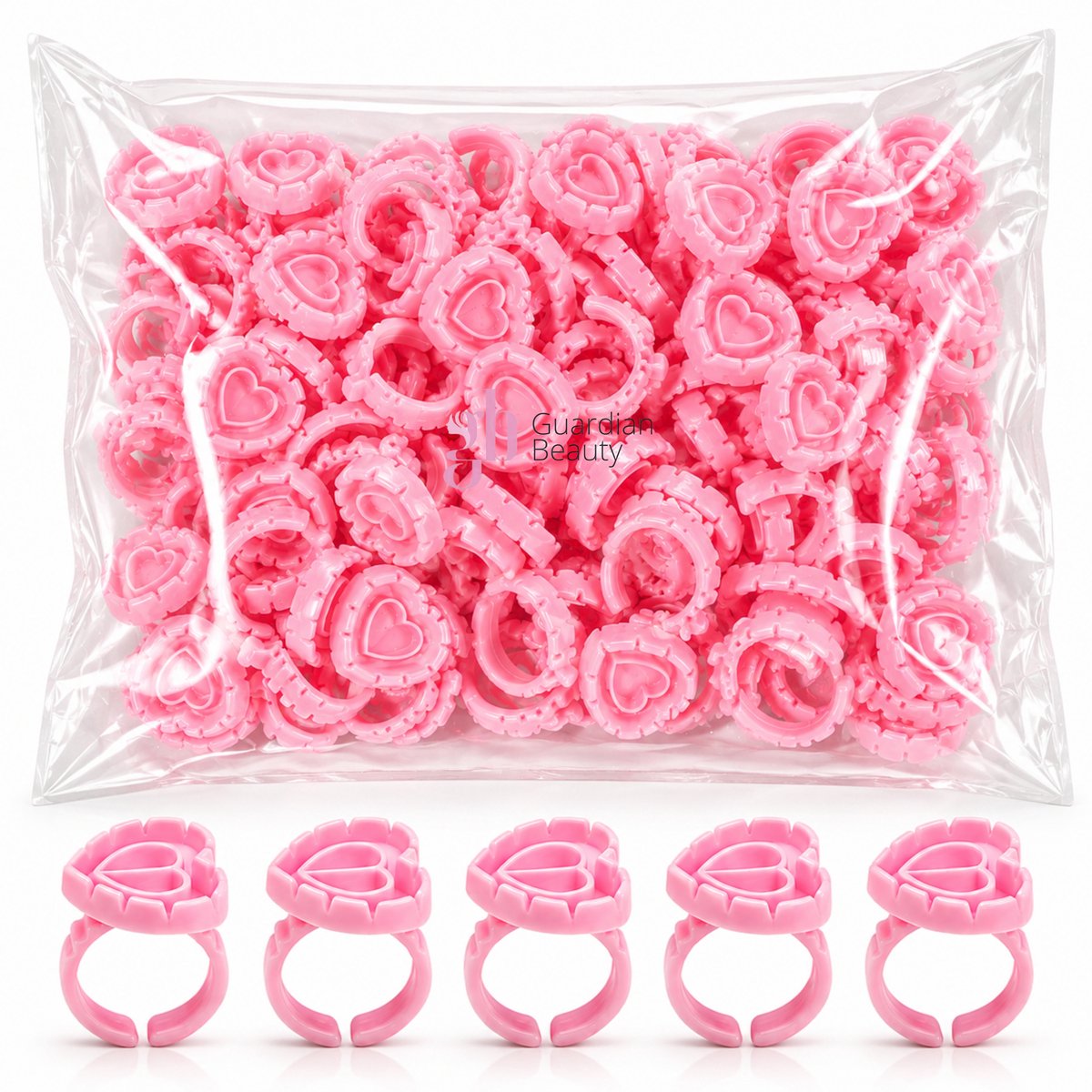 Guardian Beauty Wimper Extensions Lijmringen - Hartvormig - 50 Stuks - Roze