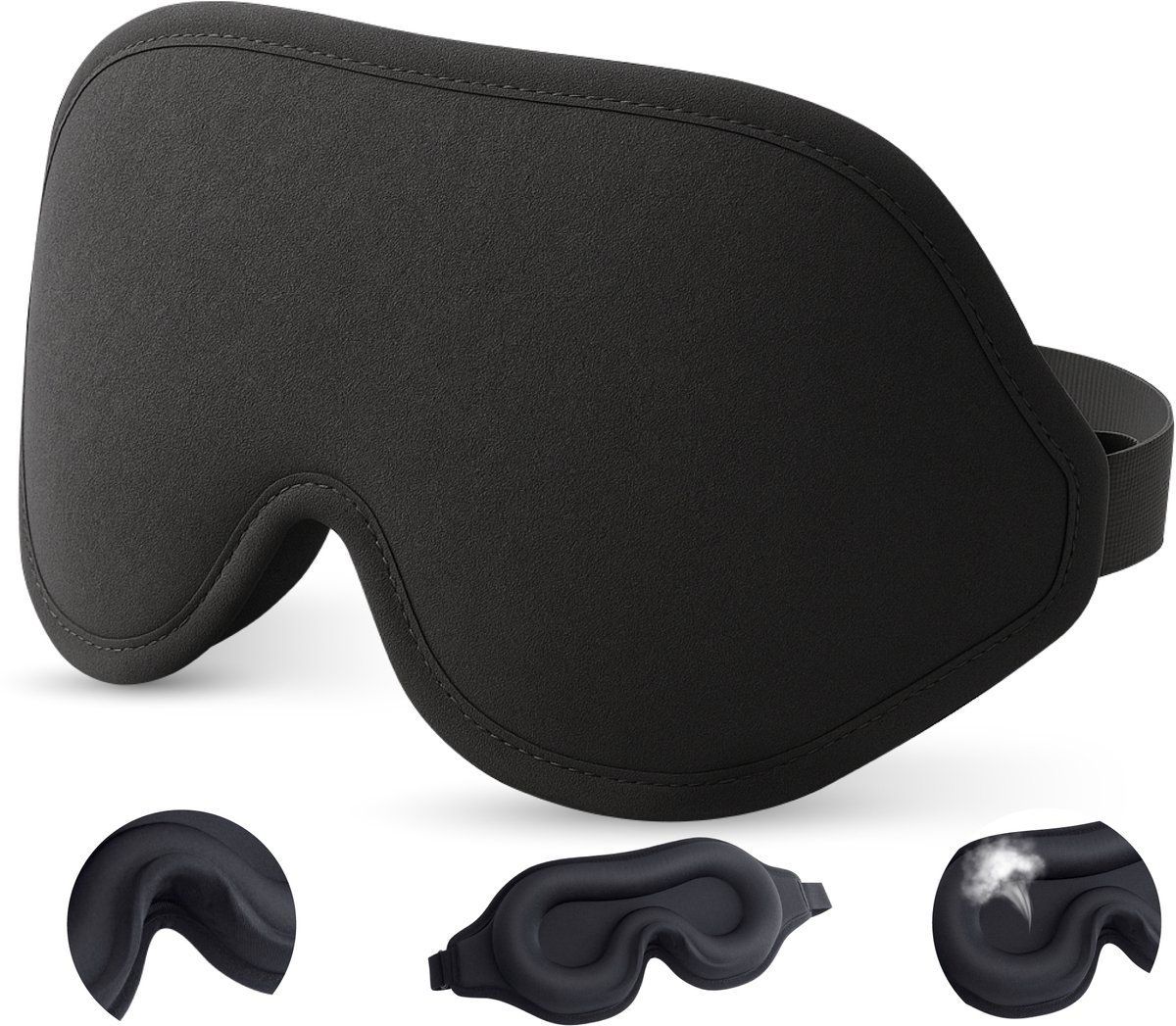 Bol.com Nuvance Verstelbaar Slaapmasker - 3D - 100% Verduisterend - Ademend Traagschuim - voor Mannen & Vrouwen - Oogmasker Slaap aanbieding