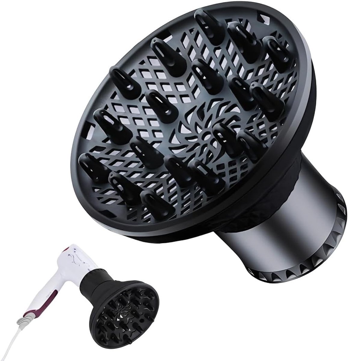 Verstelbare diffuser voor haar, geschikt voor krullend haar, ideaal voor styling en volume van 3,5 cm tot 6 cm