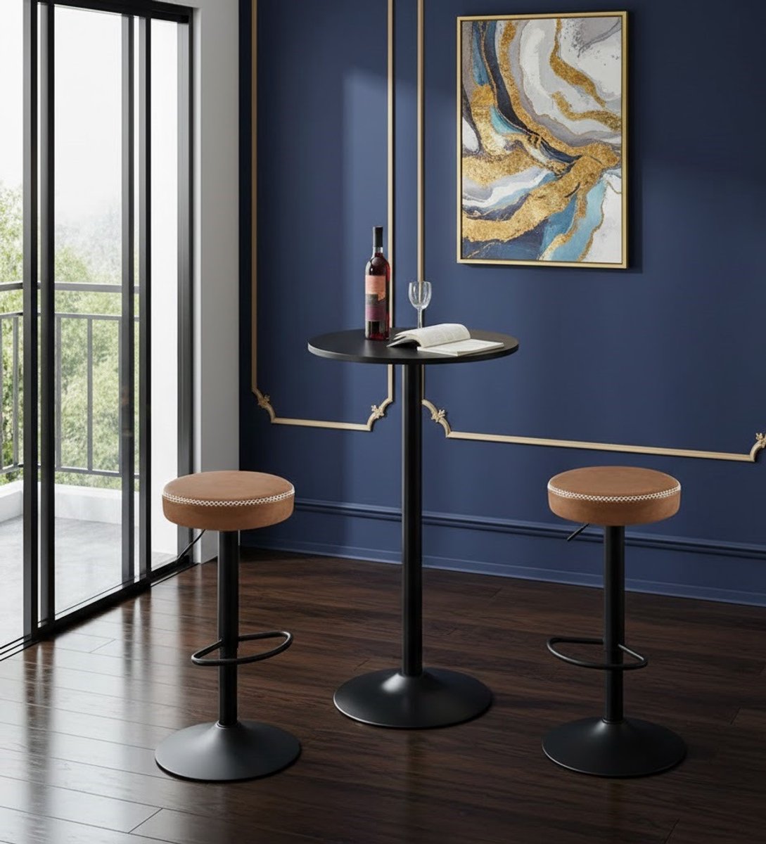 Design Barkrukken Set van 2 - Hoogteverstelbaar - 360° Draaibaar - Bruin - Novihome