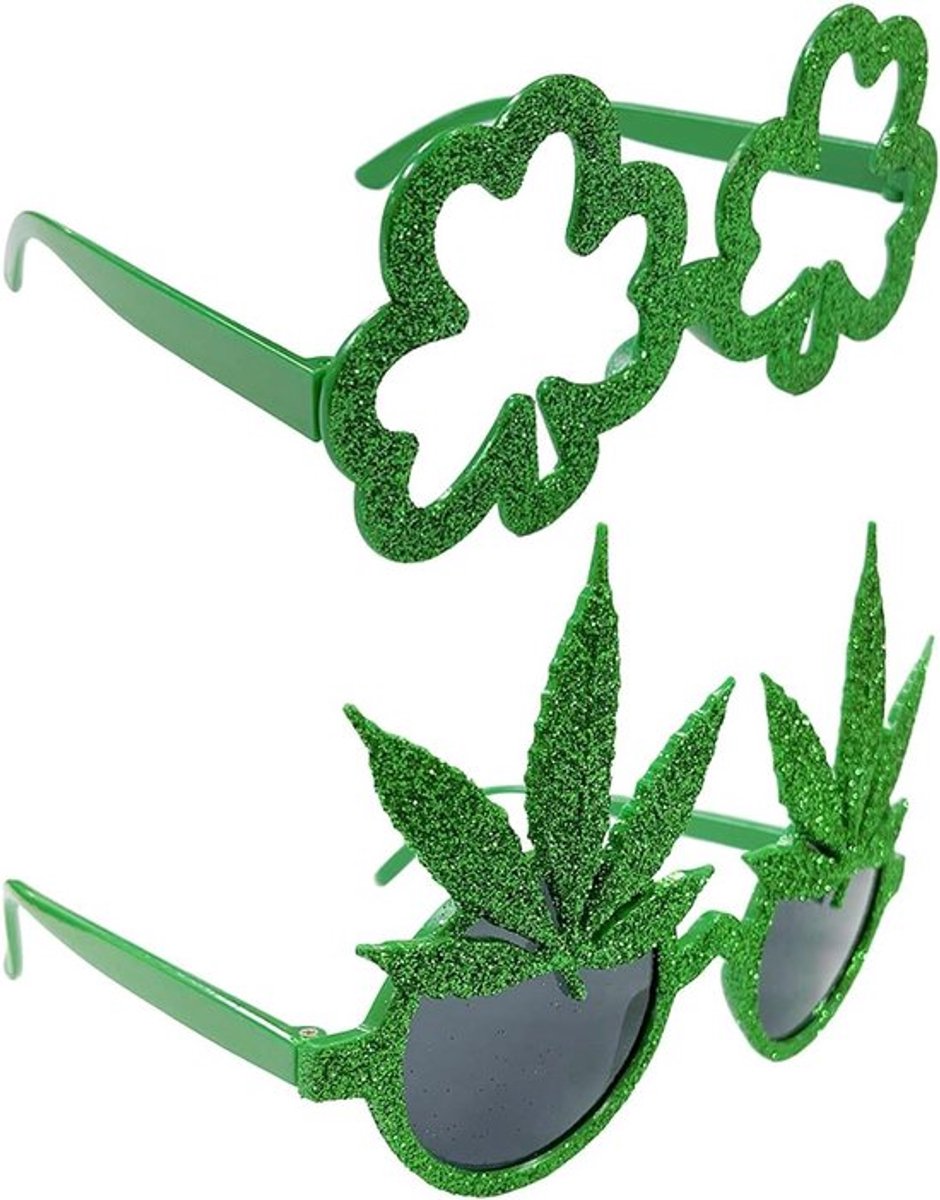 Set van 2 groene kunststof feestbrillen voor heren en dames, ideaal voor carnaval en andere feestelijke gelegenheden met comfortabele pasvorm
