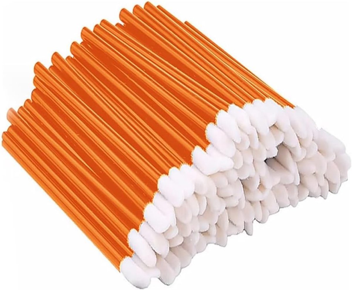 100 Stuks Wegwerp Lipborstels voor Lipstick, Make-up en Wenkbrauwen - Beauty Tool Kit in Oranje