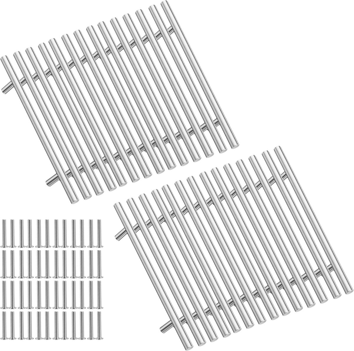 Set van 28 roestvrijstalen T-barkastgrepen voor keuken- en meubeldeuren, 160 mm gatafstand, ideaal voor kasten en laden