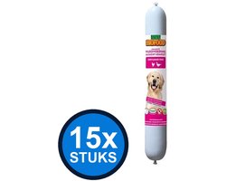 15x Biofood - vleesvoeding compleet kip&eend worst 800gr - Hondenvoer Natvoer - 800 g