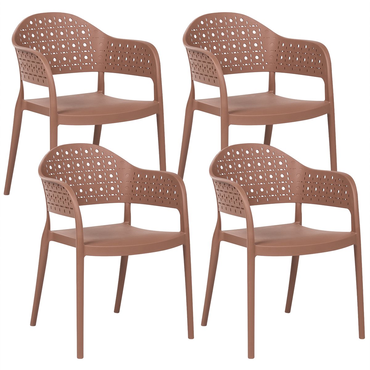 NARINO - Set van 4 stoelen - Bruin - Polypropyleen