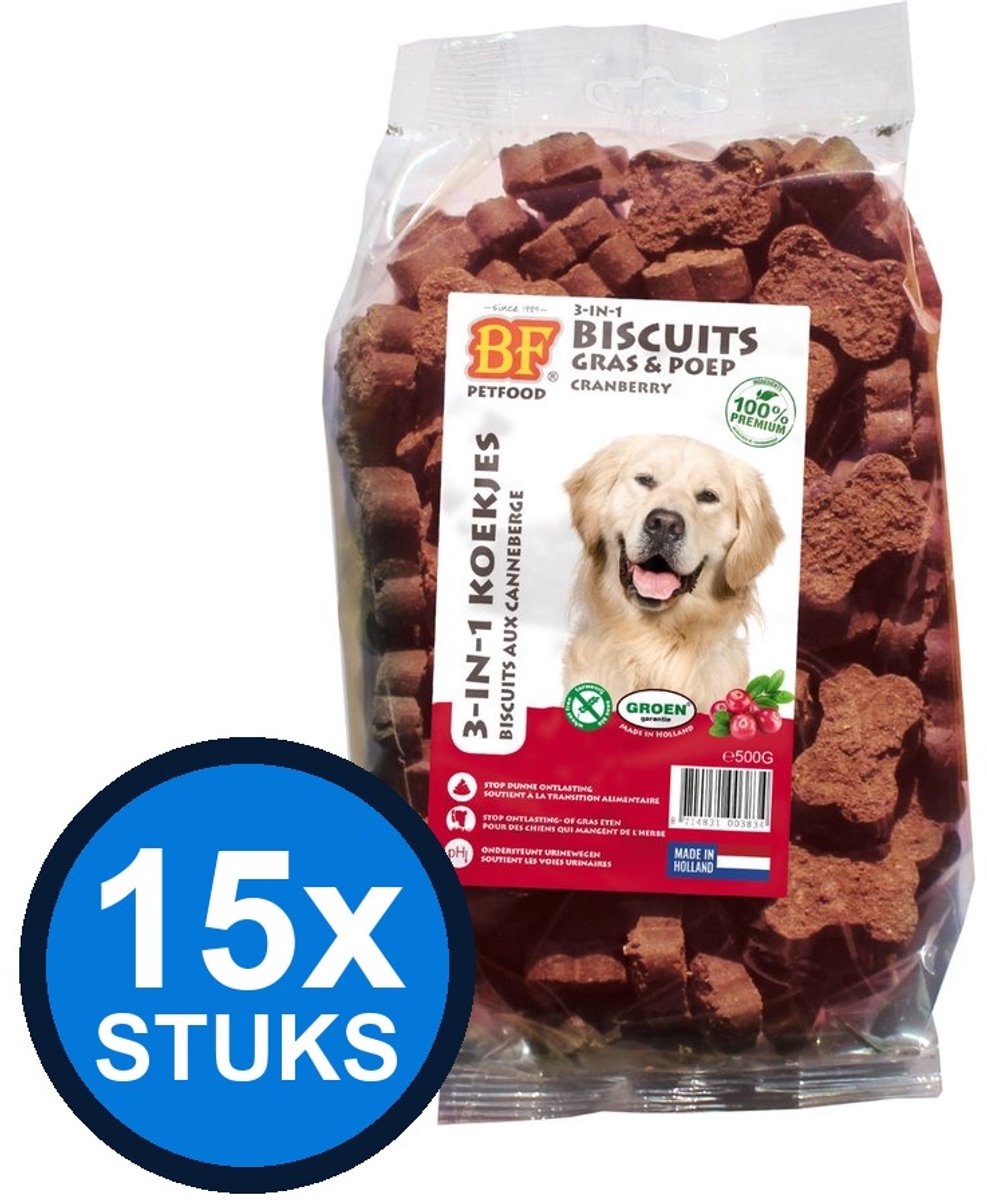 15x Biofood - 3in1 koekjes cranberry 500gr - Hondenvoer Snacks - 500 g