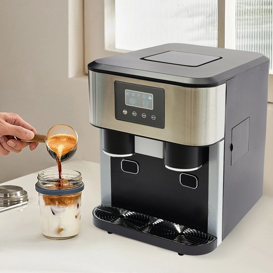 Emvae Ijsblokjesmachine - IJsmachine - Ijsmaker - Ijsblokjesmaker - 3-in-1 - Gemalen IJs en Koud Water - RVS/ABS - Zwart - 34x45,5x45,5 cm — afbeelding 4