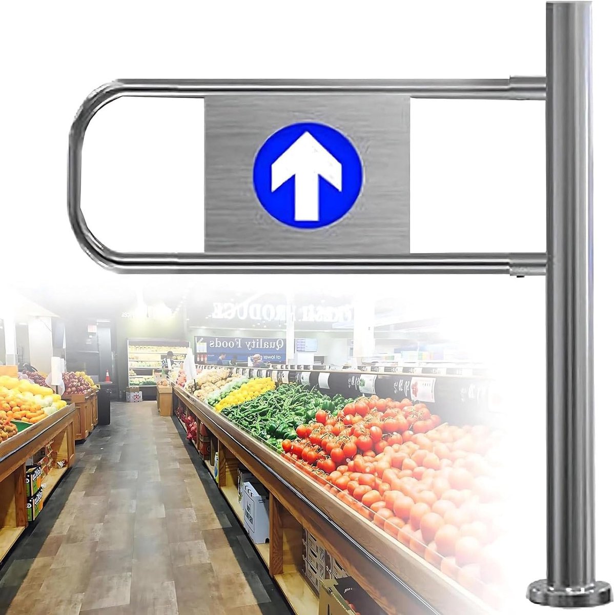 Veerbelaste Draaideur - Eenrichtingsdeur Automatische Deur - Verkeerscontrole - Roestvrij Staal - 70x100cm - Zilver