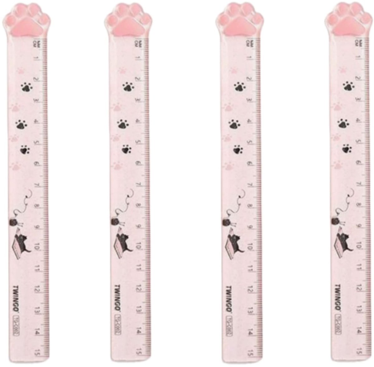 Kattenpoot Linialen - Meetinstrument Set - Tekenen en Meten - Transparante Schaal - 15 cm Meetschaal - Roze