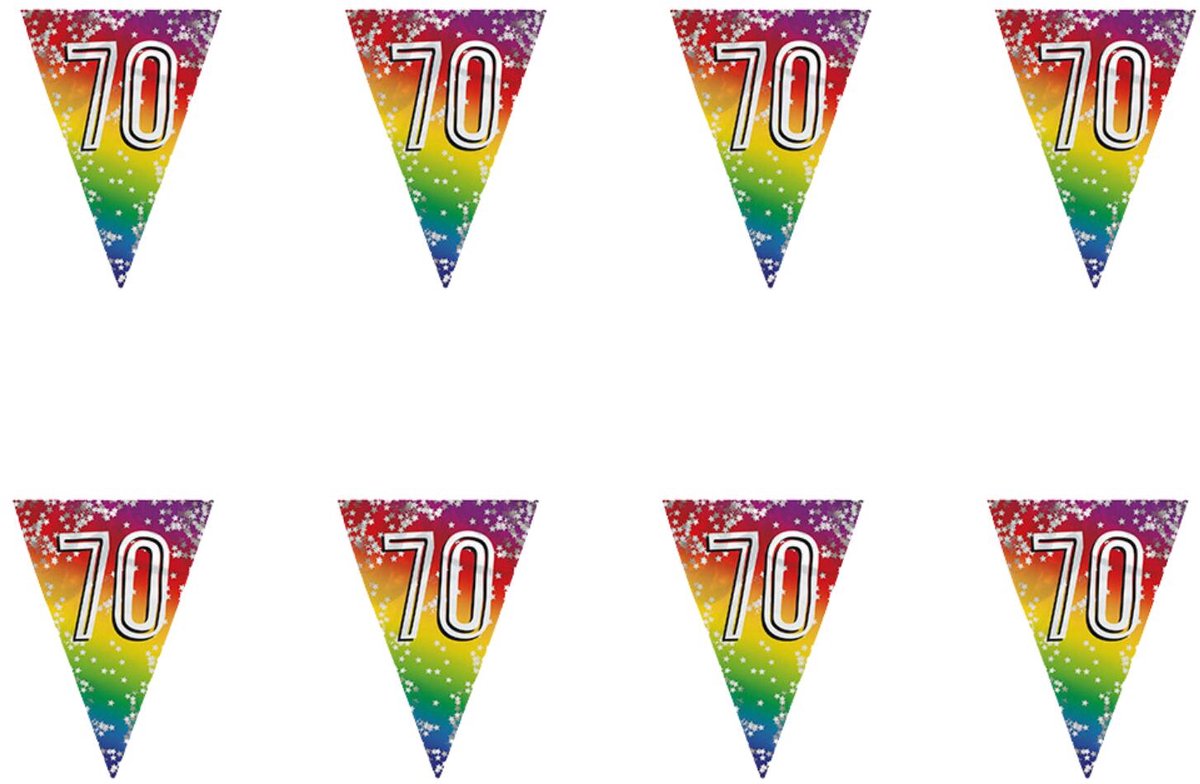 Boland Vlaggenlijn 70 jaar - 2x - 6 meter - glitter folie - slinger - 70e verjaardag versiering