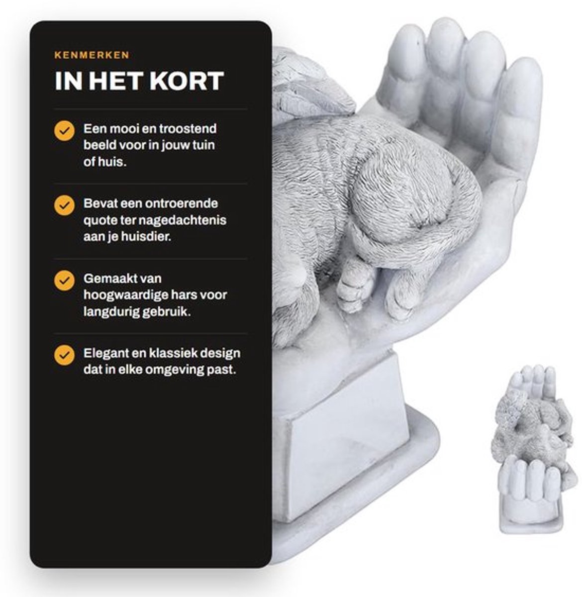 Dailygoods- Standbeeld Engel - Gedenksteen Hond - Gedenkartikelen - Grafdecoratie