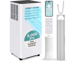 Mobiele Airco 8000 BTU – Draagbare Airconditioner – Ontvochtiger – LED-display – Wit