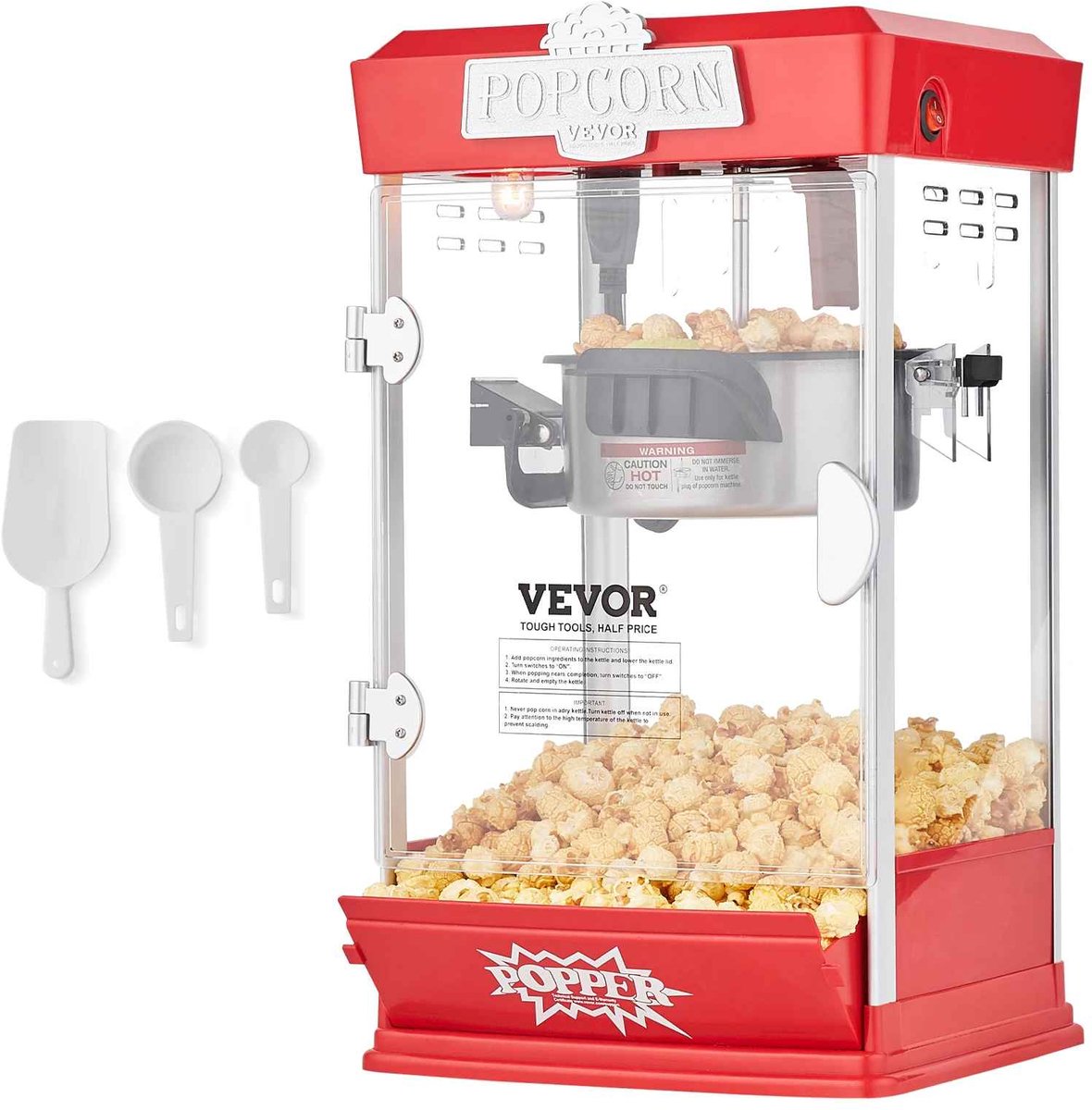 Casa Living Popcorn Machine - Commerciële Popcornmachine - 1,5 Gallon per Batch - 480W Vermogen - Inclusief Accessoireset