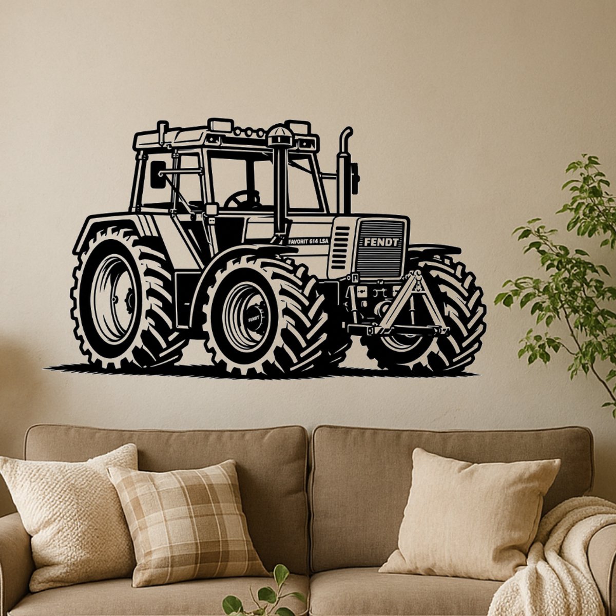 BR2Laser Fendt 614 – Wanddecoratie – Lasergesneden Hout – Tractor kunst – 35 cm Breed