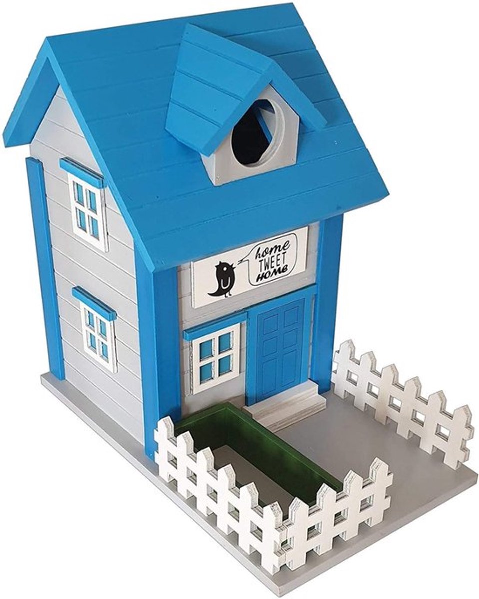 Allecto - Modern Houten Nestbox - Vogelhuisje - Weerbestendig - Blauw