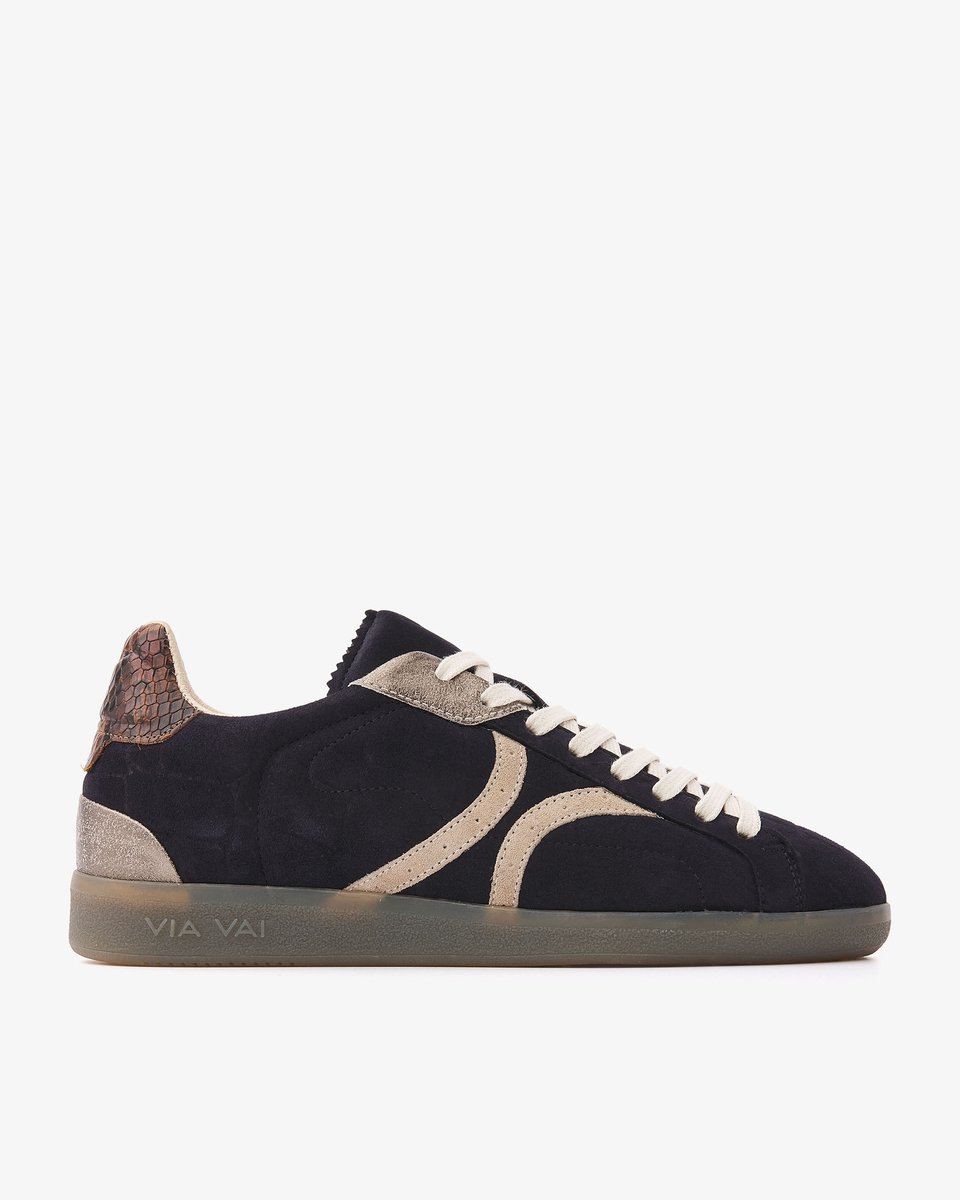 VIA VAI Nilla Khloe Sneakers Dames - Leer,Suède - Blauw - Maat 39